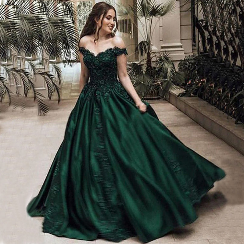 Two Piece Emerald Green Long Prom/Evening Dresses with Bow – Pgmdress